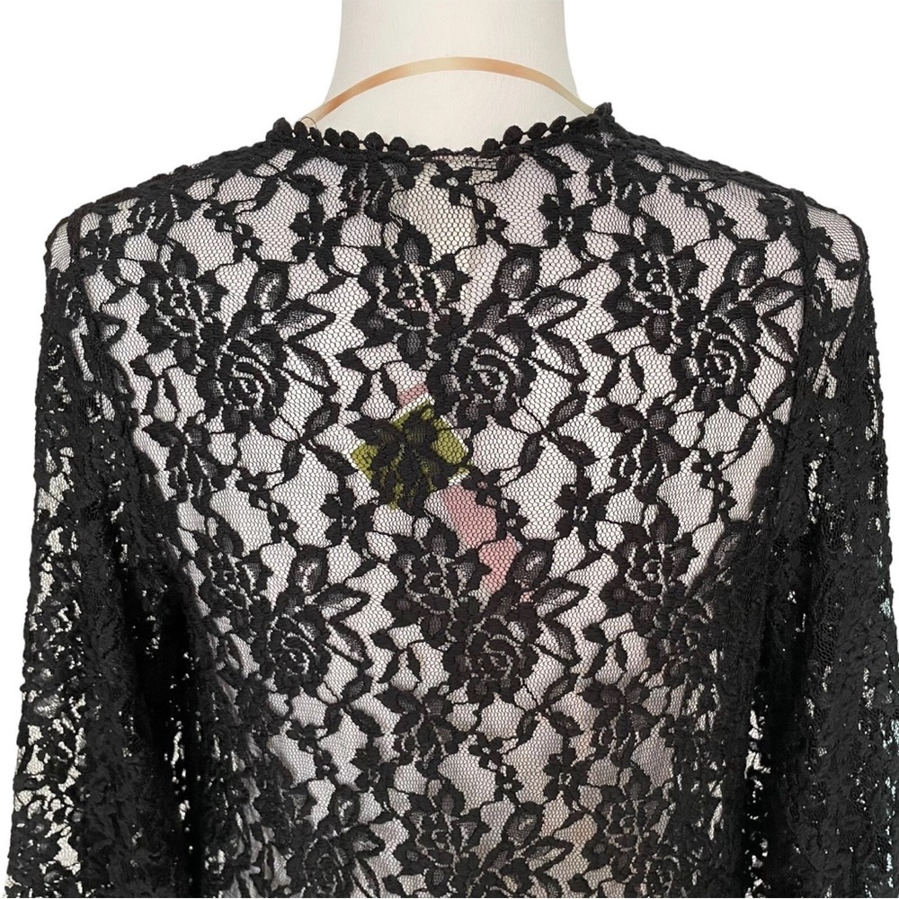 Mauve Black Floral Lace Maxi Kimono Cardigan Open Front NWT Women’s Size Small - Picture 9 of 13